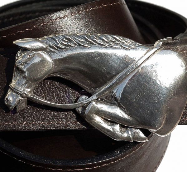 Bonaroca Gürtel Spring Pferd Rindleder 925 Sterling Silber, GL1