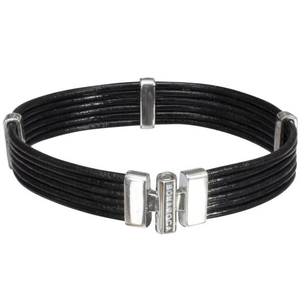 Bonaroca Lederarmband 6-reihig Sterling Silber Schmetterlingsverschluss VS507