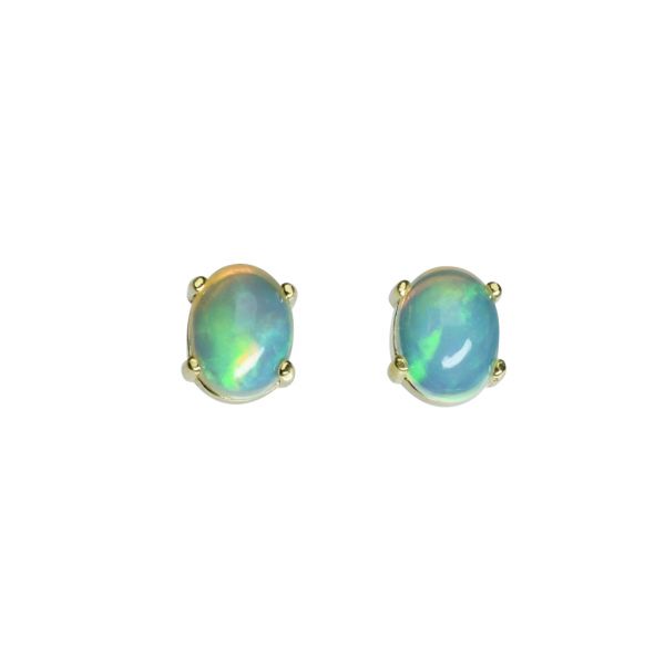 Bonaroca Silber Ohrstecker Edel Opal Cabochons 6mm x 8mm, Sterling Silber Gold plattiert, OG-5068