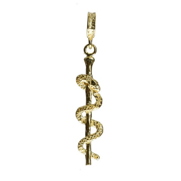 Bonaroca Charm Anhänger Äskulapstab/Öse, Sterling Silber 18 Karat Gold plattiert 3290