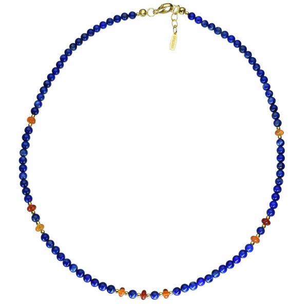 BONA ROCA Lapis Lazuli Edelstein Collier mit Zwischenteilen aus Opal,  Feueropal OK151G