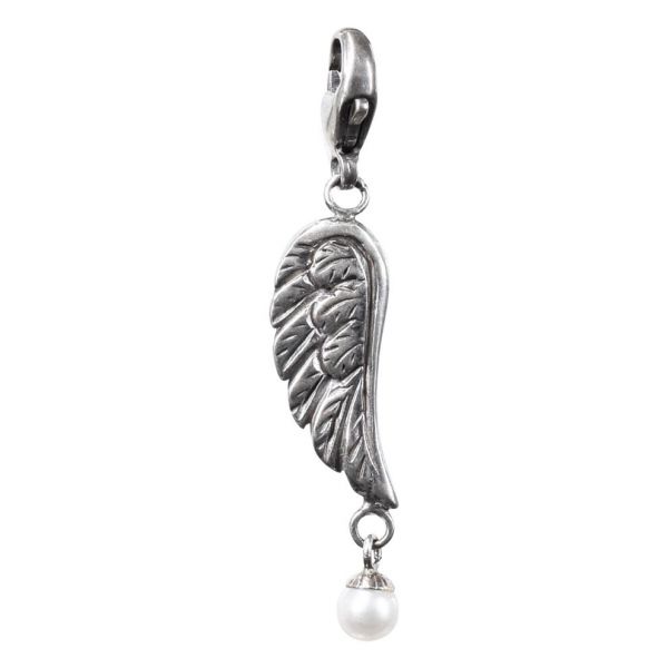 Bonaroca Charm Engelsflügel mit Perle und Karabiner, Sterling Silber 4531K