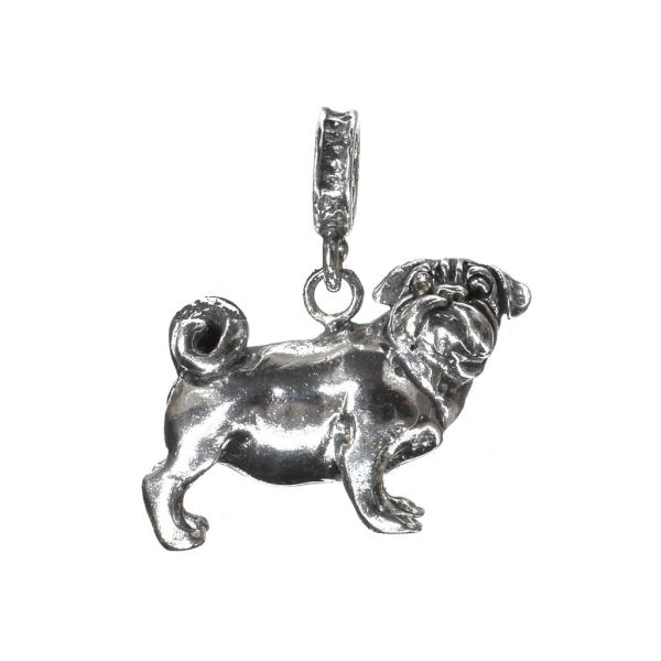 Bonaroca Charm Schmuck Anhänger Mops Hund mit Öse, Sterling Silber, 4737
