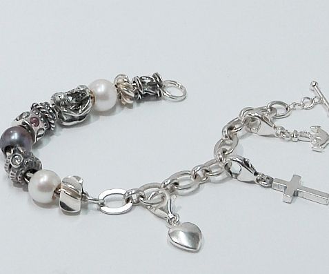 Bona Roca 780 Sterling Silber Sammelarmband mit Beads und Charms