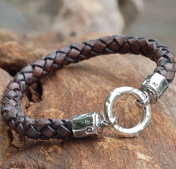 Herren Lederarmband antikbraun 8mm