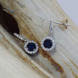 Ohrstecker Zirkonia blau Hänger CBO 211