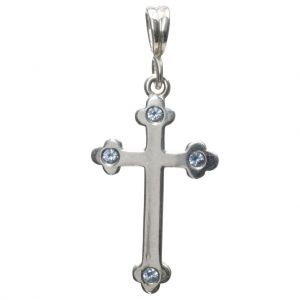 Bonaroca Schmuck Anhänger Kreuz Kleeblatt mit 4 Zirkonia aqua mit Öse, Sterling Silber 4604