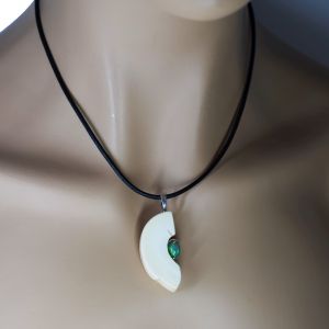 Anhänger aus fossilem Mammutstoßzahn mit Opal  M4826 - Sterling Silber