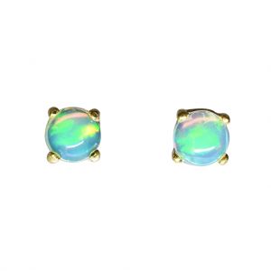 Bona Roca Ohrstecker Wello Opal Cabochon 5mm Sterling Silber 18Karat Gold plattiert, OG-5005