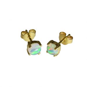Bona Roca Ohrstecker Wello Opal Cabochon 5mm Sterling Silber 18Karat Gold plattiert, OG-5005