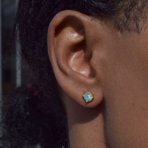 Bona Roca Ohrstecker Wello Opal Cabochon 5mm Sterling Silber 18Karat Gold plattiert, OG-5005