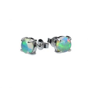 Bonaroca Silber Ohrstecker Edel Opal Cabochons 7mm Sterling Silber, OS-5007