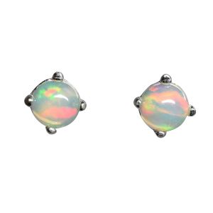 Bonaroca Silber Ohrstecker Edel Opal Cabochons 7mm Sterling Silber, OS-5007