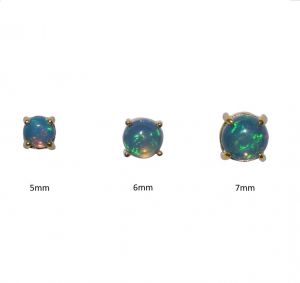 Bonaroca Silber Ohrstecker Edel Opal Cabochons 7mm, 925 Silber 18Karat Gold plattiert, OG-5007