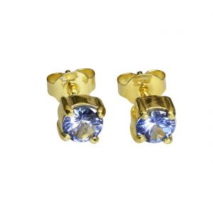 Bonaroca Silber Ohrstecker facettierte Tansanit 5mm Sterling Silber  Gold plattiert, OG-5255