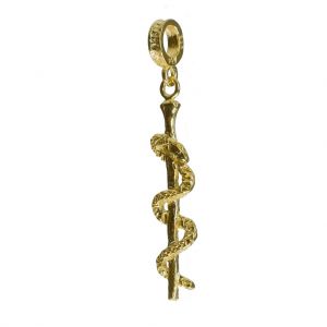 Bonaroca Charm Anhänger Äskulapstab/Öse, Sterling Silber 18 Karat Gold plattiert 3290