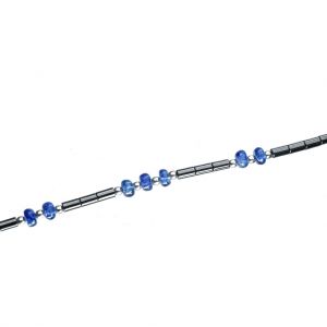Bonaroca Opalidia Edelstein Hämatit Armband glatte Röhrchen, mit Chrom Saphir Rondellen, Sterling Silber 925, OA705