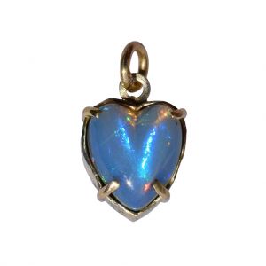 BONA ROCA Herz Anhänger echt Edel Opal blau grundig Gold 585 Fassung OP14-202
