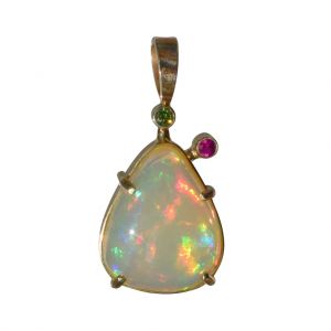 BONA ROCA  Edel Opal Anhänger mit farbigen Edelsteinen, Gold 585, OP14-312