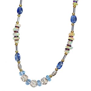 BONA ROCA Opal Edelsteinarmband kombiniert aus Wello-Opal, blauem Topas OK134S
