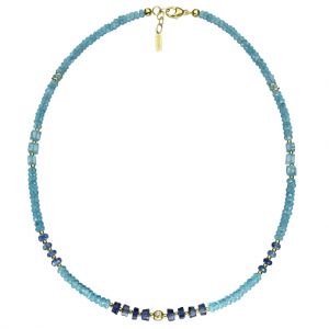 BONA ROCA Edelstein Collier aus facettierten Apatit Beads mit Swarovski Kristallen OA120G