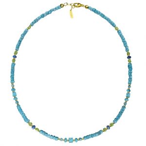 BONA ROCA Edelstein Collier aus facettierten Apatit Beads und Peridot Rondellen OK121G