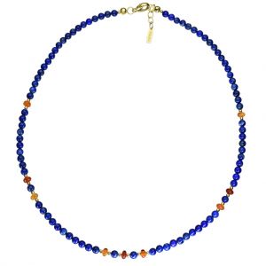 BONA ROCA Lapis Lazuli Edelstein Collier mit Zwischenteilen aus Opal,  Feueropal OK151G