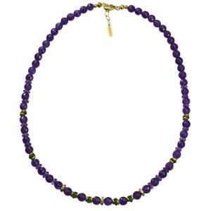 BONA ROCA EdelsteinCollier Amethyst, Chromdiopsid, Silberelement  mit Swarovski Kristallen OK161G