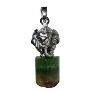BONA ROCA Schmuck Anhänger Elefant auf Turmalin Edelstein mit Öse, Sterling Silber 4671