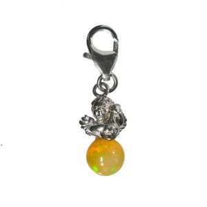 BONA ROCA Anhänger Charm Putto Engel Torso mit Edel Opal Kugel, Karabiner Sterling Silber OPS504