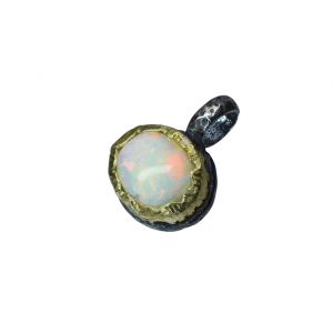 BONA ROCA  Edel Opal Anhänger Charm Cabochon weiss  14 Karat Gold Silber Fassung OP14-502
