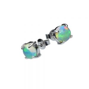 BONAROCA Silber Ohrstecker äthiopische Edel Opal Cabochons 6mm Sterling Silber, OS-5006