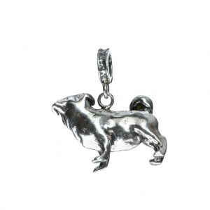 Bonaroca Charm Schmuck Anhänger Mops Hund mit Öse, Sterling Silber, 4737