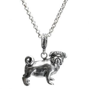 Bonaroca Charm Schmuck Anhänger Mops Hund mit Öse, Sterling Silber, 4737