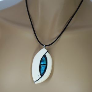 Bonaroca Anhänger fossiles Mammut Elfenbein aus der Eiszeit mit Chrysocolla Einlage, Öse Sterling Silber,  M4832