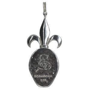 Bonaroca Anhänger Totenschädel in Mammut Elfenbein in  Sterling Silber Fassung mit Bourbonen Lilie,  M4901